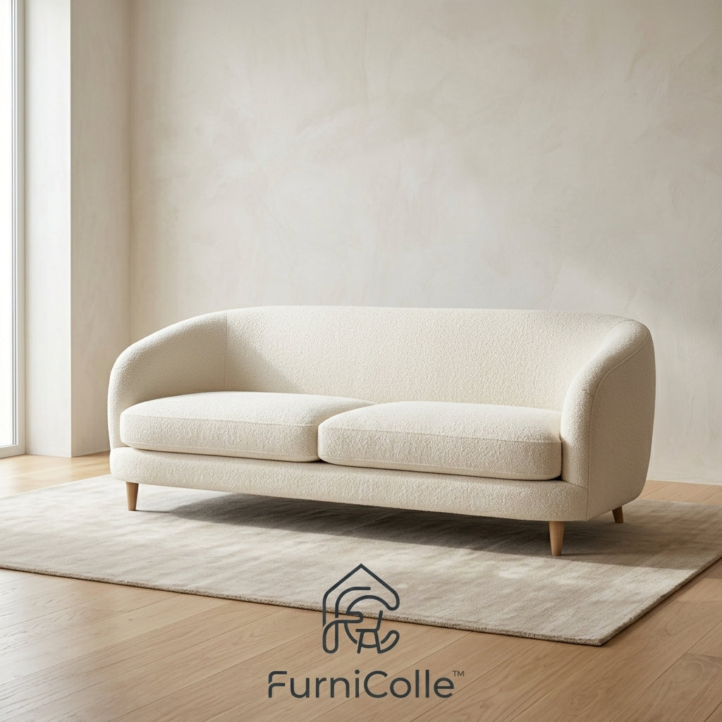 FurniColle™ Nordic Curved Bouclé Sofa