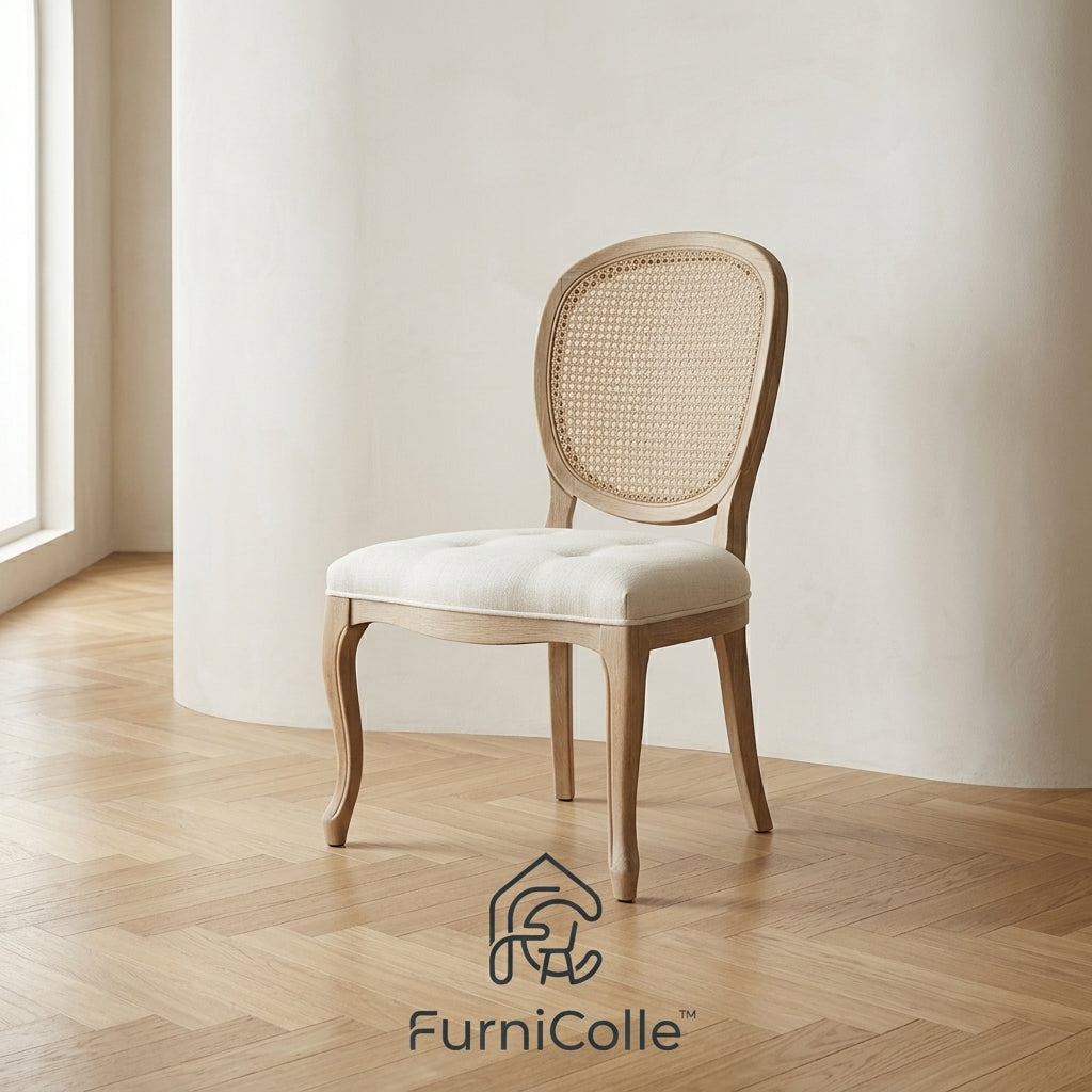 FurniColle™ French Cane Accent Chair