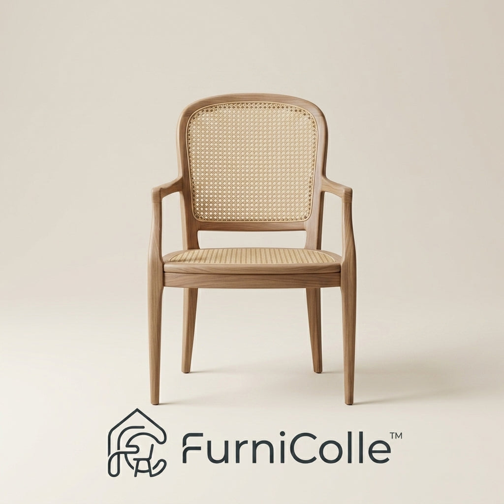 FurniColle™ Natural Cane Dining Chair
